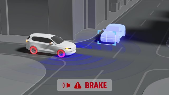 Алға қозғалыс кезінде апаттың алдын алу тежеу жүйесі<sup>*1*2</sup>